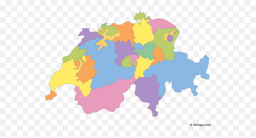 Vector Maps Of Switzerland Free - Switzerland Cantons Map Vector Png,Switzerland Flag Png