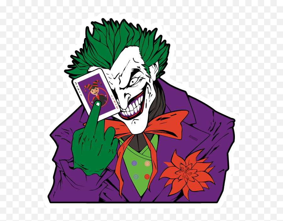 Joker With A Card Sticker In 2020 Anime - Cartoon Joker Drawing Png,Joker Card Png