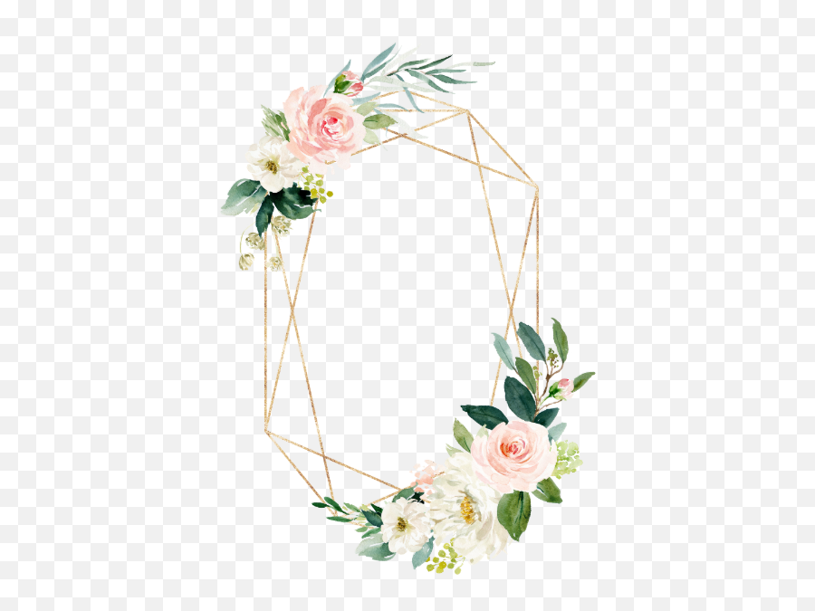 Blush Gold Floral Wedding Invitation - Floral Geometric Wedding Invitations Png,Wedding Invitation Png