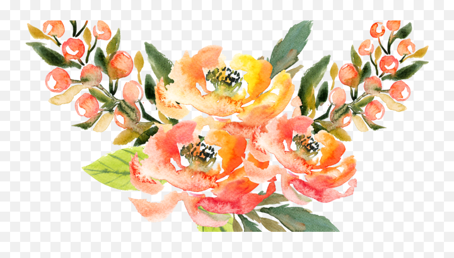 Water Colour Flower Png 28 - Lavanya Fabric Design Watercolor Orange Flower Png,Bunch Of Flowers Png