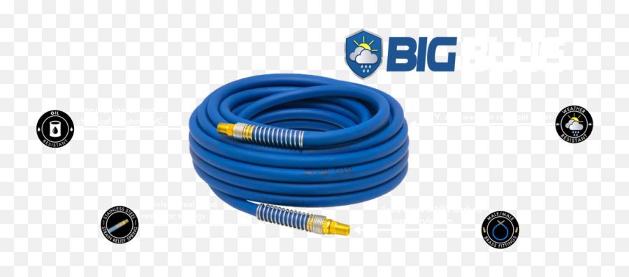Big Blue Pvc Air Hose U2014 Power Port Products Inc - Vacuum Hose Png,Hose Png