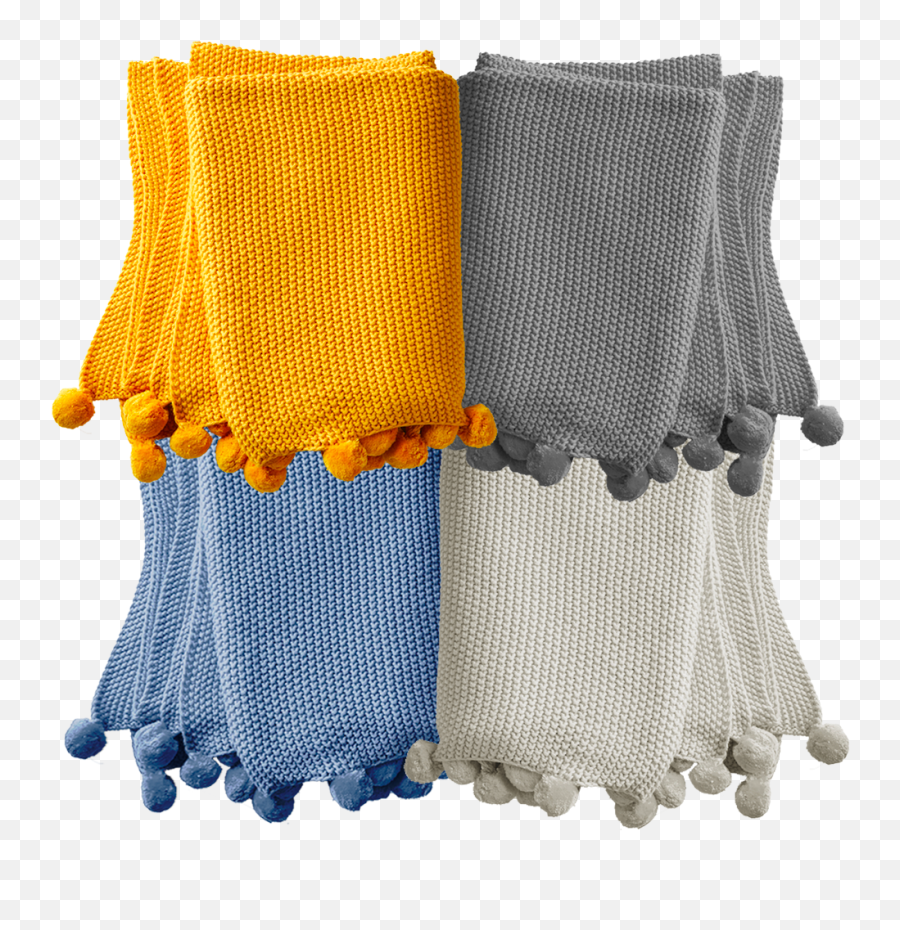 Throw Blanket With Pom Poms - Solid Png,Pom Poms Png