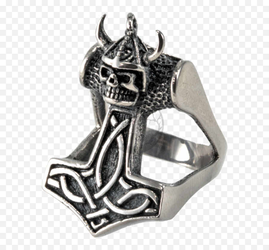 Thoru0027s Hammer Skull Viking Mjölnir 316l Stainless Steel Ring - Titanium Ring Png,Thors Hammer Png