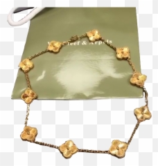 Vintage Alhambra Necklace 10 Motifs In - Guilloche Van Cleef Necklace 10 Motif Gold Png,Versace Icon Chain Necklace
