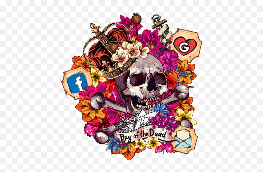 Download Flower Skull Graffiti Themes Hd Wallpapers Icons - Scary Png,Facebook Skull Icon
