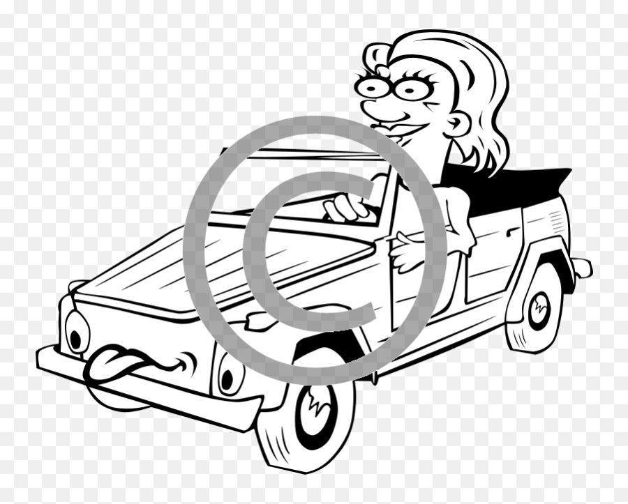 Woman Driving Car Cartoon - Cartoon Black And White Car Clipart Png,Car Driving Png