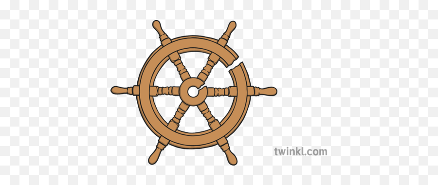 Cracked Ship Wheel Illustration - Twinkl Old Ship Steering Wheel Png,Ship Wheel Png