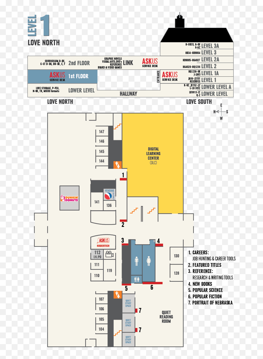 Adele Hall Learning Commons 1st Floor Map Libraries Nebraska - Vertical Png,Icon Parking Map