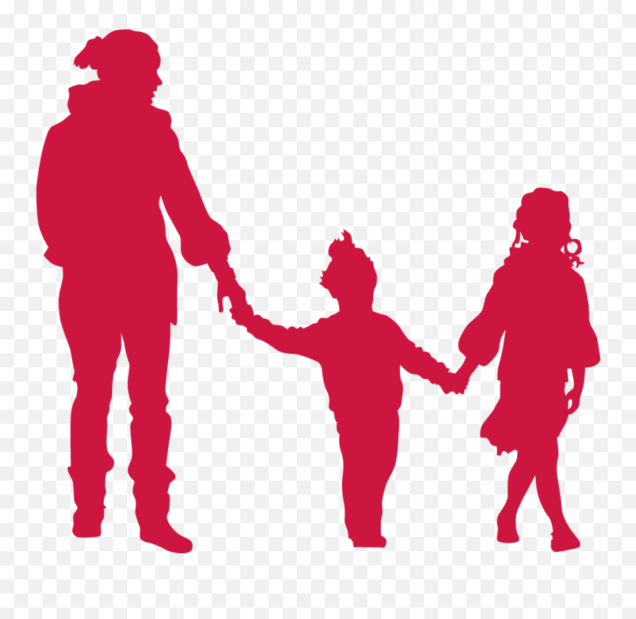 Download Mum With Two Kids Red - People Silhouette Red Png Silhouette Red People Png,People Silhouette Png