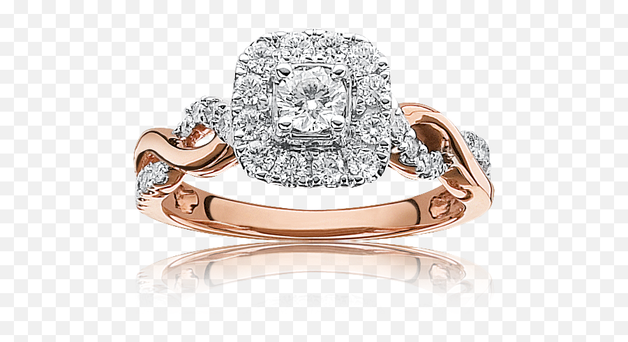 Sabrina Diamond Ctw Twist Halo Engagement Ring In 14k Rose Gold - Ring Png,Diamond Sparkle Png