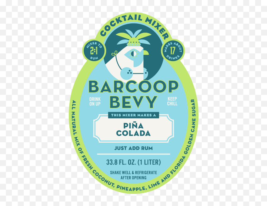 Colada Mix Barcoop Bevy Cocktail Mixers - Label Png,Pina Colada Png