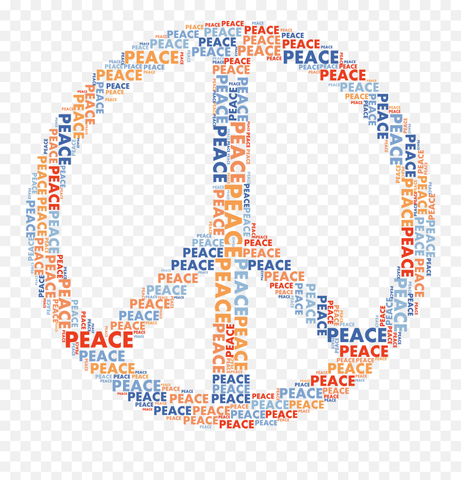 Peace Sign Word Cloud No Background - Peace Sign With Peace Word Png,Peace Sign Transparent Background