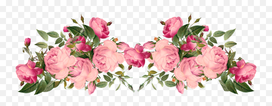 20 Vintage Flower Clipart Transparent Background Free Clip - Pink Roses Border Png,Clip Art Transparent Background