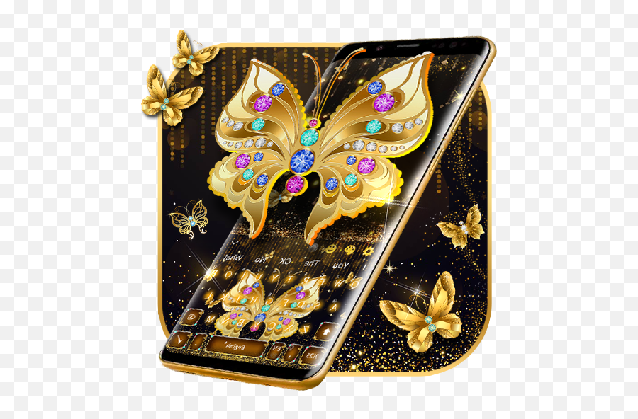 Shining Gold Butterfly Keyboard U2013 Google Play Ilovalari - Decorative Png,Gold Butterfly Png