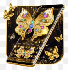 Shining Gold Butterfly Keyboard U2013 Google Play Ilovalari - Decorative Png,Gold Butterfly Png
