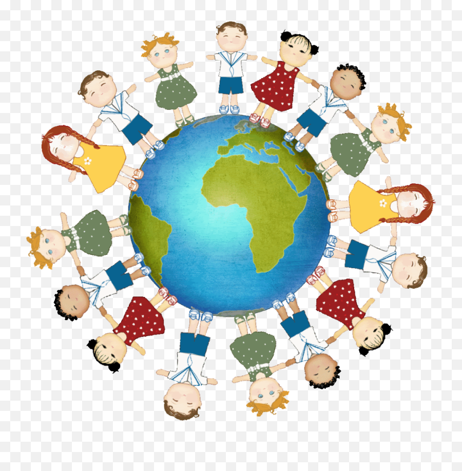 Kids Holding Hands Around The World Clipart - Full Size Children Holding Hands Around The World Clipart Png,Around The World Png