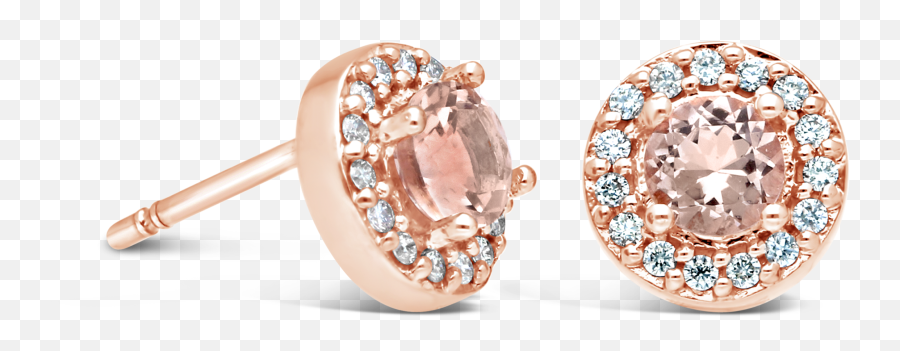 9ct Rose Gold Morganite U0026 Diamond Earring - Earrings Png,Diamond Earring Png