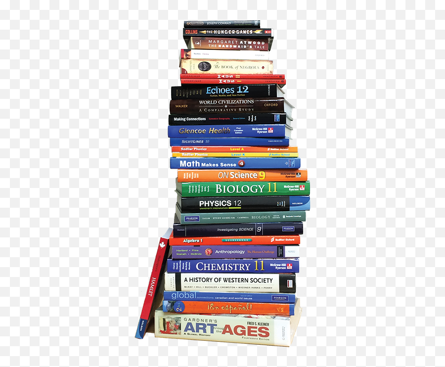 Download Book Stack No Back Reduced Web - Canadian High High School Textbooks Png,Book Stack Png