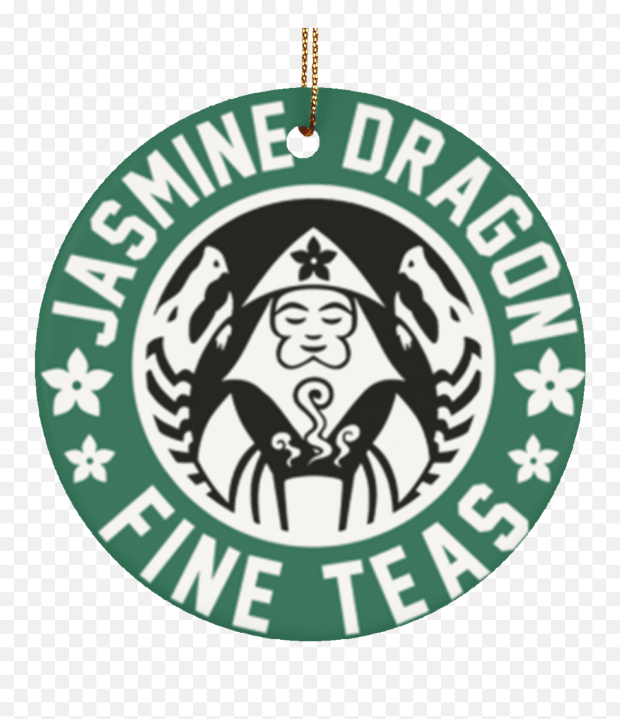 Jasmine Dragon Fine Teas Decorative Christmas Holiday Ornament - Holiday Flat Circle Porcelain Ceramic Ornament Starbucks Png,Starbucks Global Icon Mugs