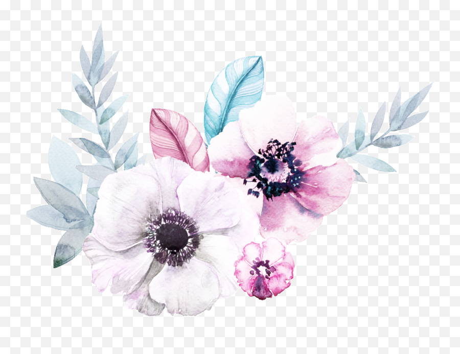 Download Hand Painted Flowers Cartoon Watercolor Beautiful - Purple Flowers Painting Transparent Png,Flower Pattern Png