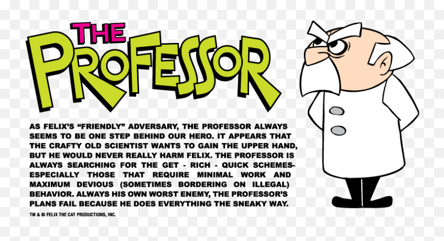 The Professor - Cartoon Png,Felix The Cat Png