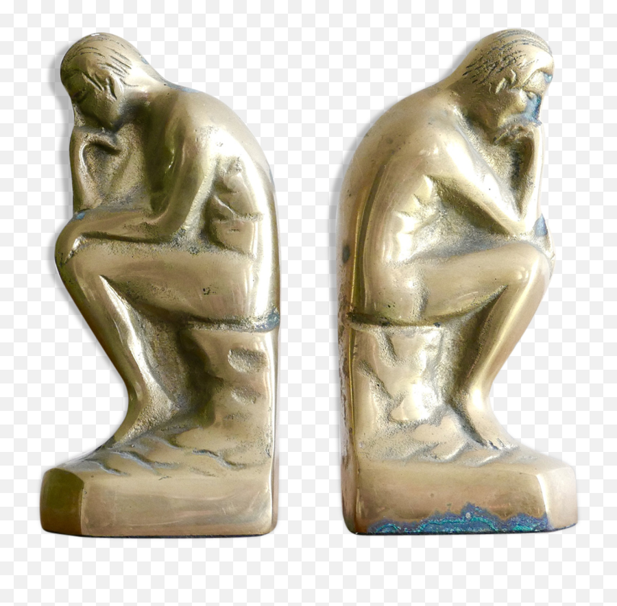 Rodin Brass Bookends 60 Years - Bronze Sculpture Png,The Thinker Png