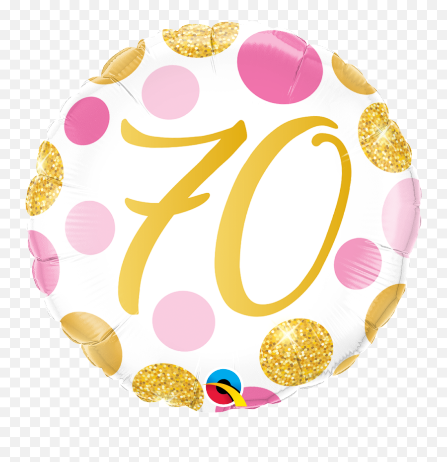 70 Pink Gold Dots Foil Balloon - 70th In Gold Clipart Png,Gold Dots Png