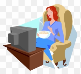 Clipart Tv Verb - Watching Transparent Png Cartoon
