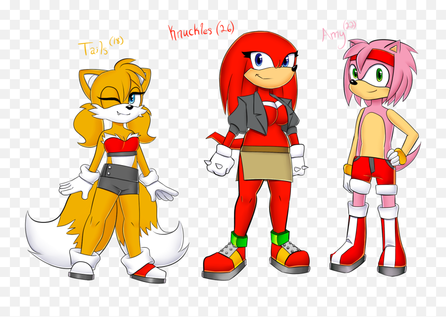 Tails Knuckles And Amy Genderbends - Sonic Tails Genderbend Png,Knuckles The Echidna Png