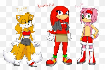 Tails Knuckles And Amy Genderbends - Sonic Tails Genderbend Png,Knuckles The Echidna Png