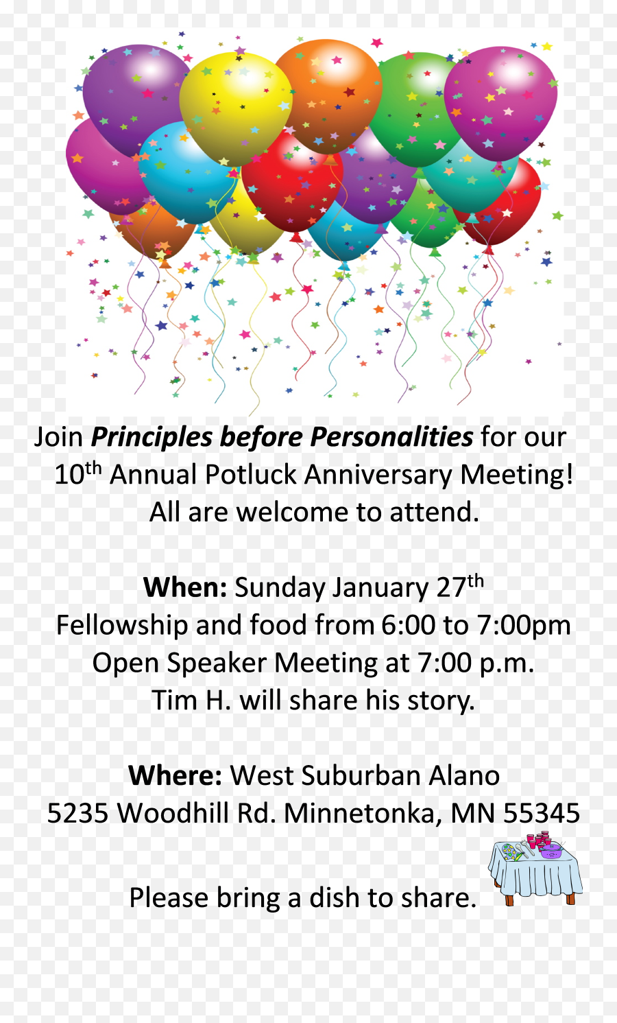 Principles Before Personalities 10th - Happy Sixth Year Anniversary Png,Potluck Png