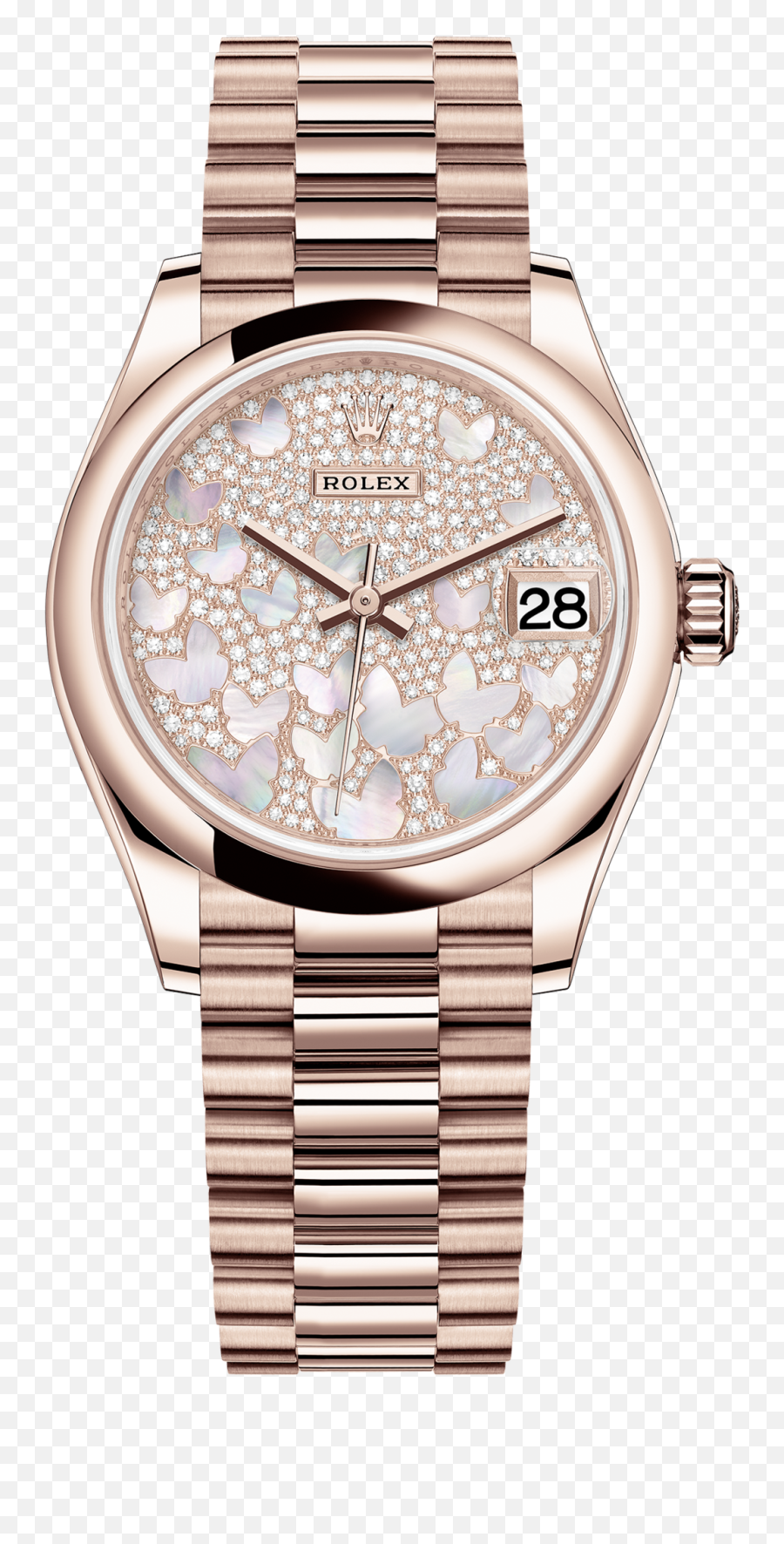 Rolex Datejust 31 Watch 18 Ct Everose Gold - M2782450020 Png,Gold Butterfly Png