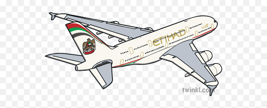 Etihad Airways Plane Illustration - Twinkl A380 Etihad Colouing Sheet Png,Plane Png
