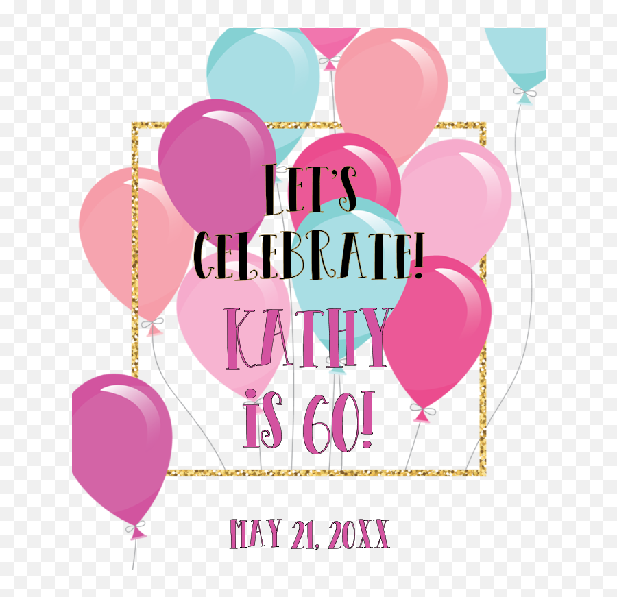 Pink Balloons Mini Champagne Labels By Bottleyourbrand - Birthday Png,Pink Balloons Png