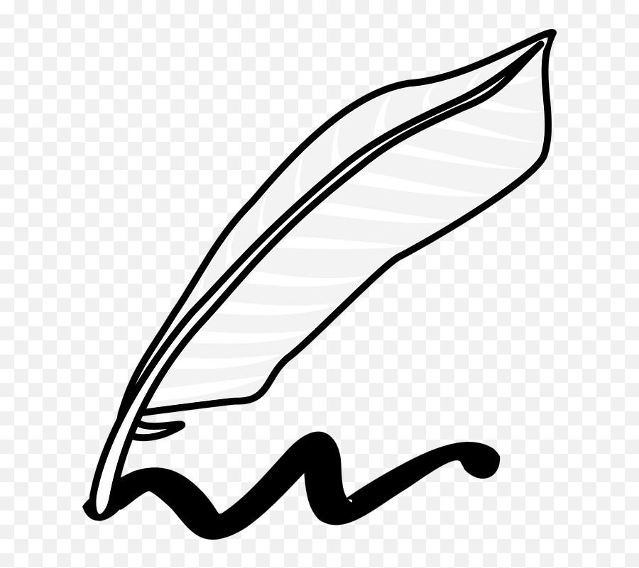 Feather Pen Png Black And White Transparent - Writing Clip Art,Pen Clipart Png