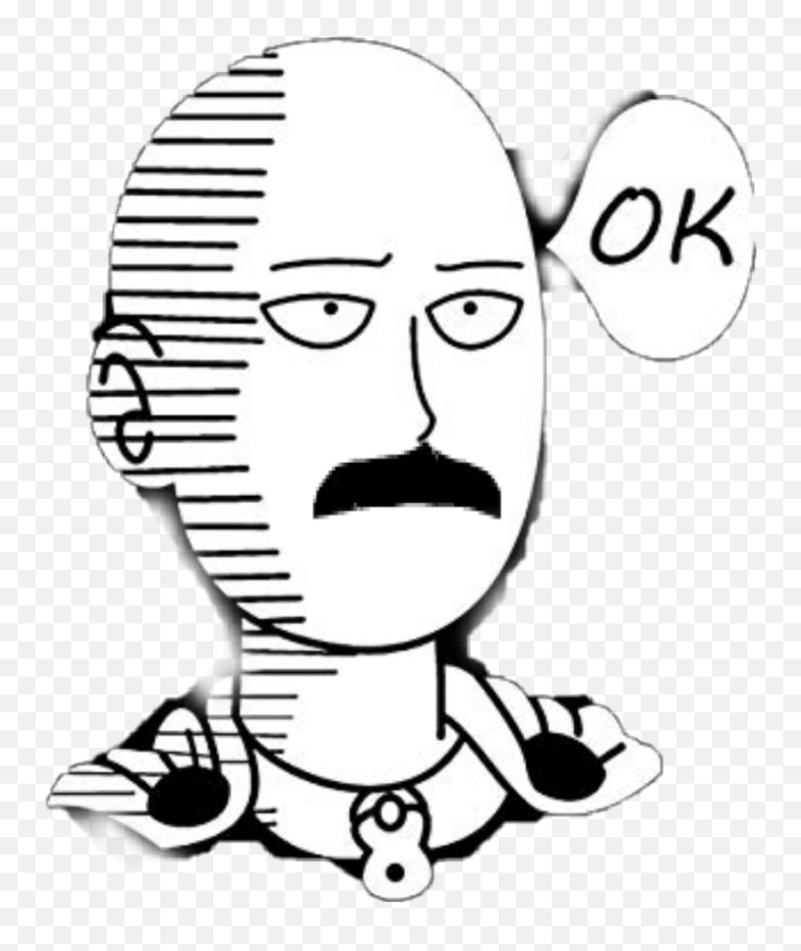 Mustache Saitama Onepunchman Anime Funny Comics Manga - Anime Vinyl Decal Png,Saitama Transparent