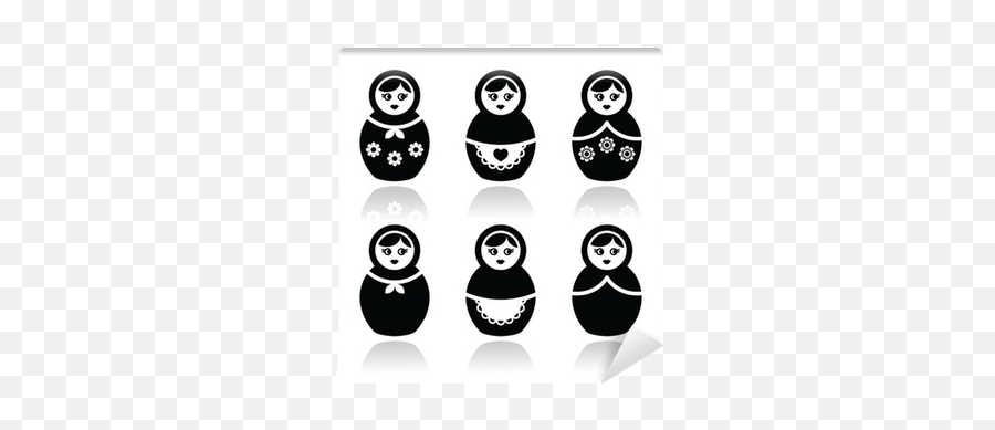 Wall Mural Russian Doll Retro Babushka Vector Icons Set Png Matryoshka Icon