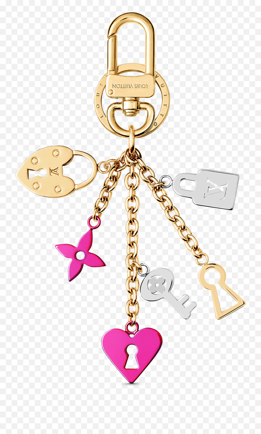 Love Lock Heart And Keys Bag Charm Key Holder - Handbag Png,Lock Png