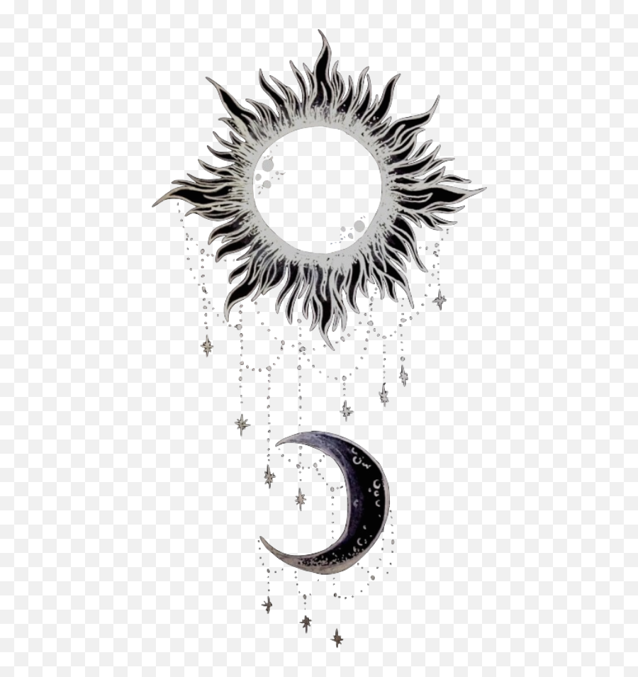 Moon Sun Blackandwhite Black White Png - Transparent Sun And Moon Png,Sun And Moon Png