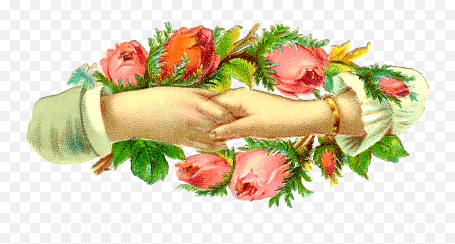 Pink Rose Clipart Vintage Hand Png Download - Victorian Victorian Hand Holding Flower,Victorian Png