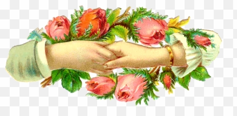 Pink Rose Clipart Vintage Hand Png Download - Victorian Holding Flower