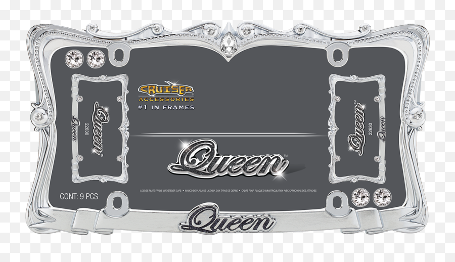 Queen Chromeclear Wfastener Caps - Queen License Plate Frame Png,Transparent Frames