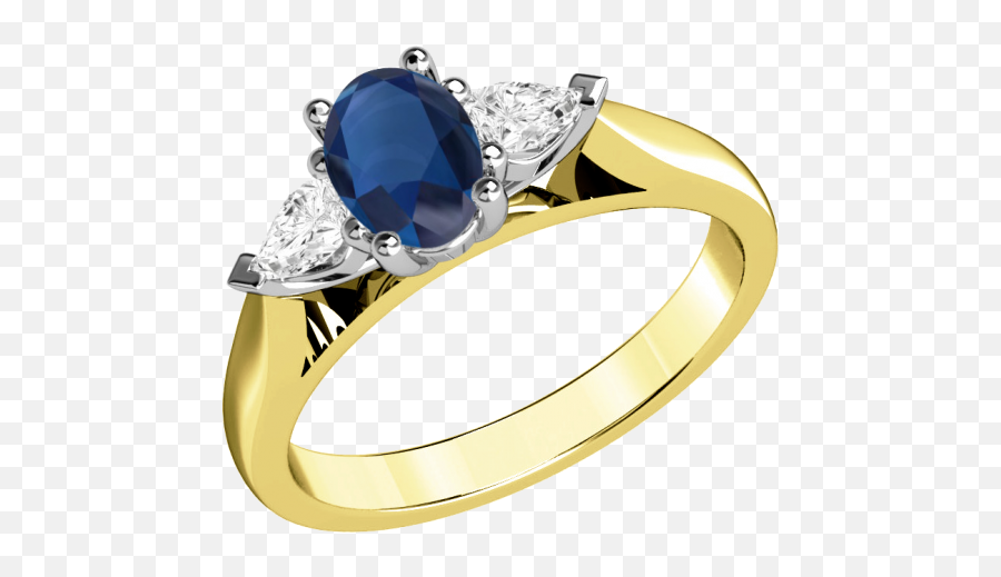Pds523yw - A Classic Sapphire U0026 Diamond Three Stone Ring In 18ct Yellow U0026 White Gold Gold With Stone Ring Png,Gold Ring Png