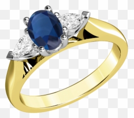 Pds523yw - A Classic Sapphire U0026 Diamond Three Stone Ring In 18ct Yellow U0026 White Gold Gold With Stone Ring Png,Gold Ring Png