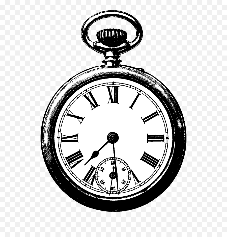 Old Pocket Watch Drawing - Vintage Clock Clipart Png,Pocket Watch Png