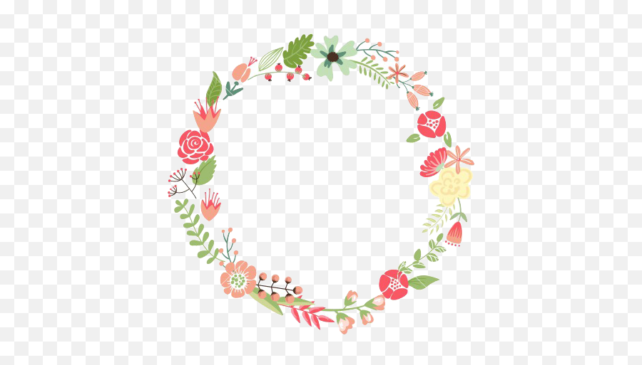 Flower Wreath Picture Frame Circle Clip - Flower Circle Border Png,Flower Circle Png