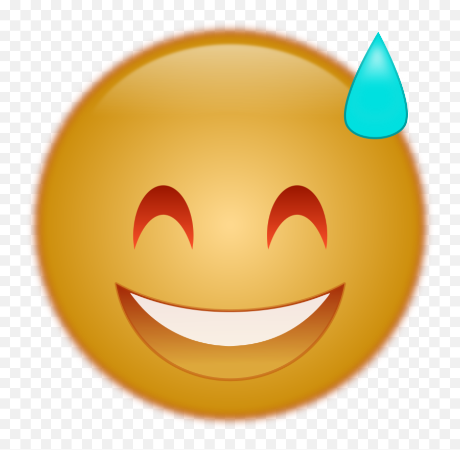 Grinning Face With Sweat Emoji - Openclipart Png,Sweat Icon