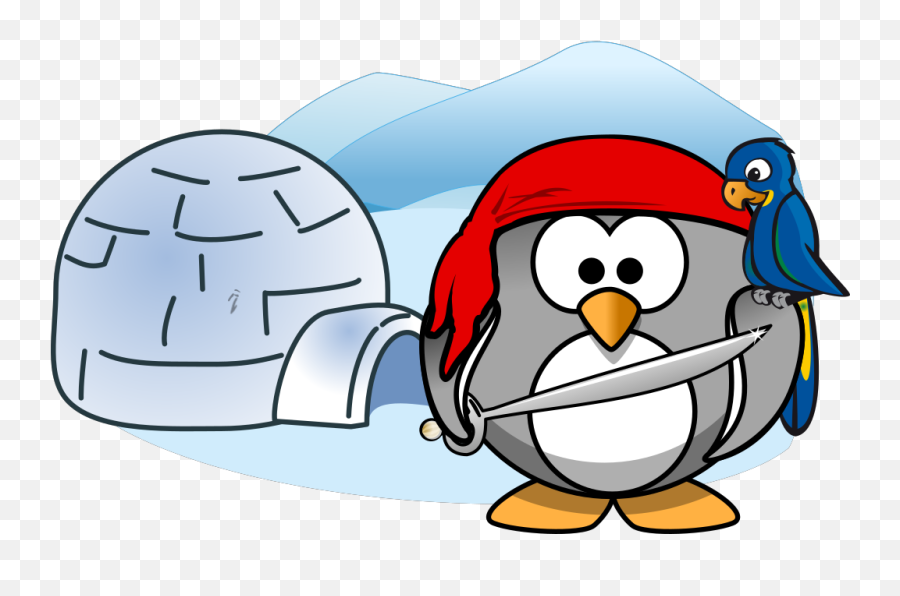 Penguin Pirate With Igloo Png Svg Clip - Penguin With Pirate Cap And Parrot,Igloo Png
