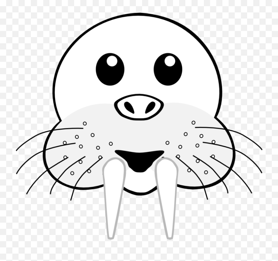 Walrus Clipart Outline - Face Of Animal Clipart Black And Walrus Face Clip Art Png,Walrus Png