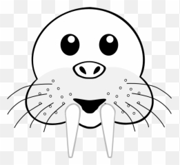 Walrus Clipart Outline - Face Of Animal Clipart Black And Walrus Face Clip Art Png,Walrus Png